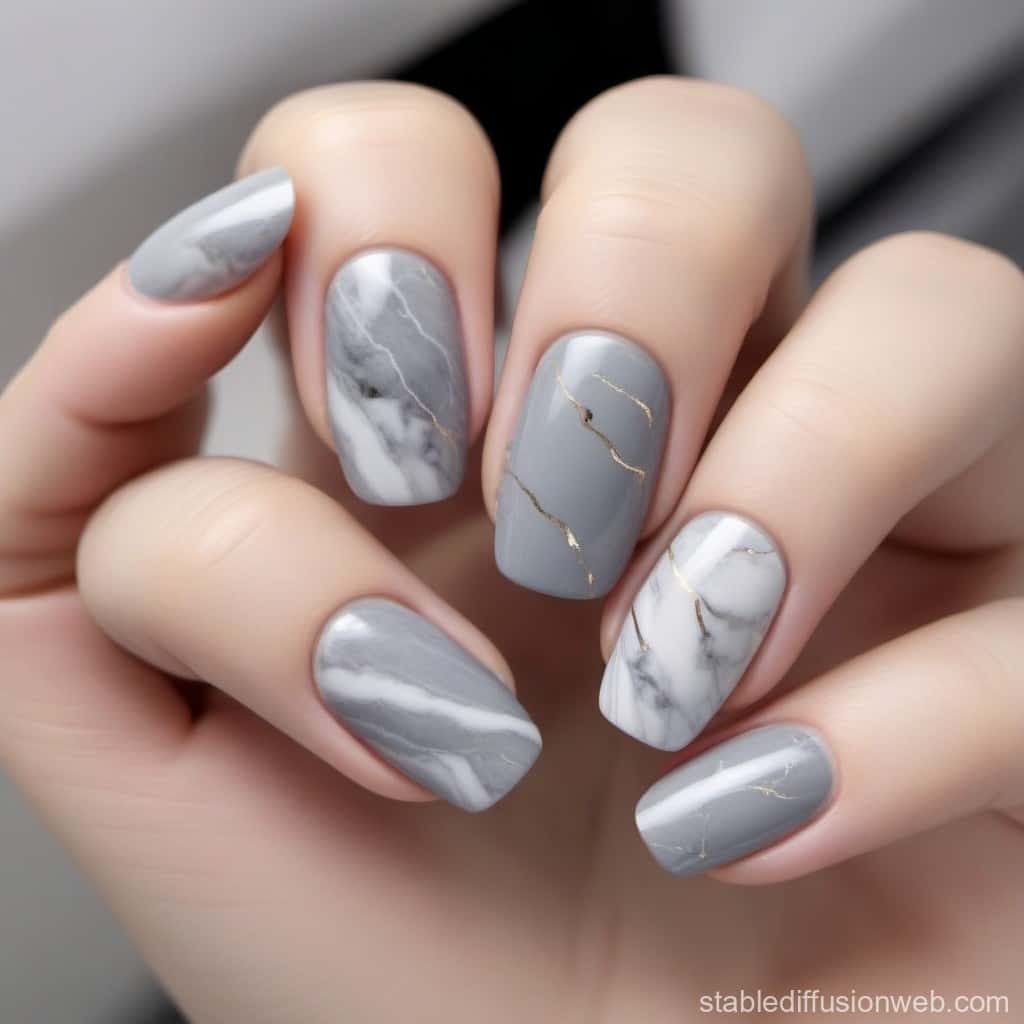 Gray nail art