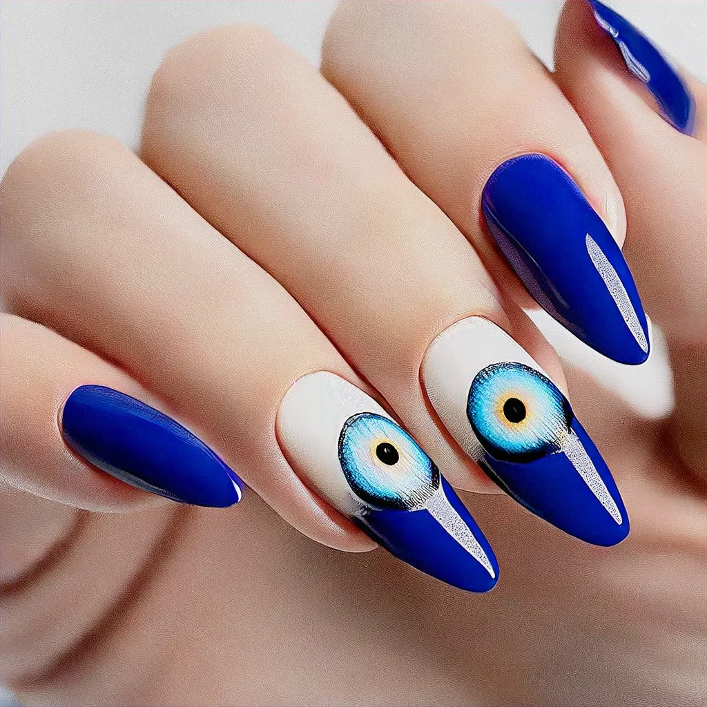 blue evil eye nail art