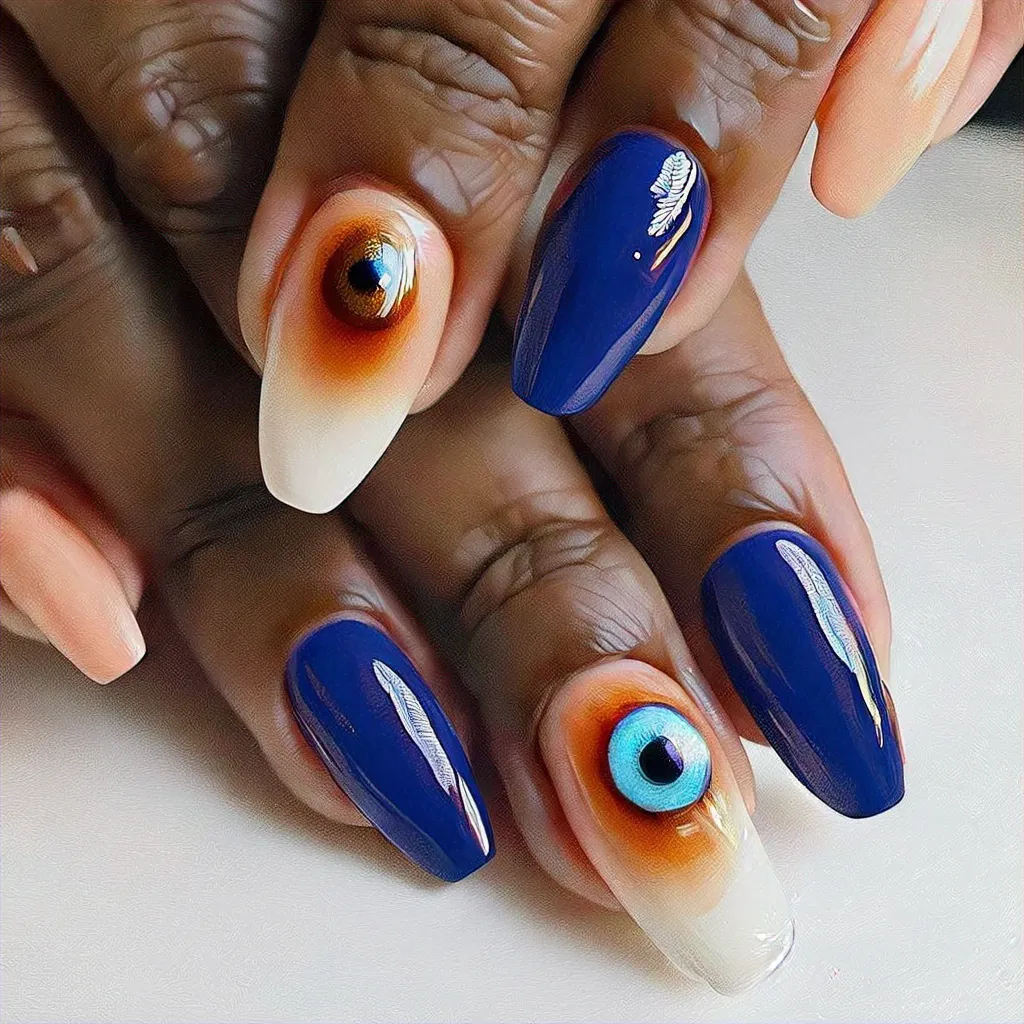 blue evil eye nail art