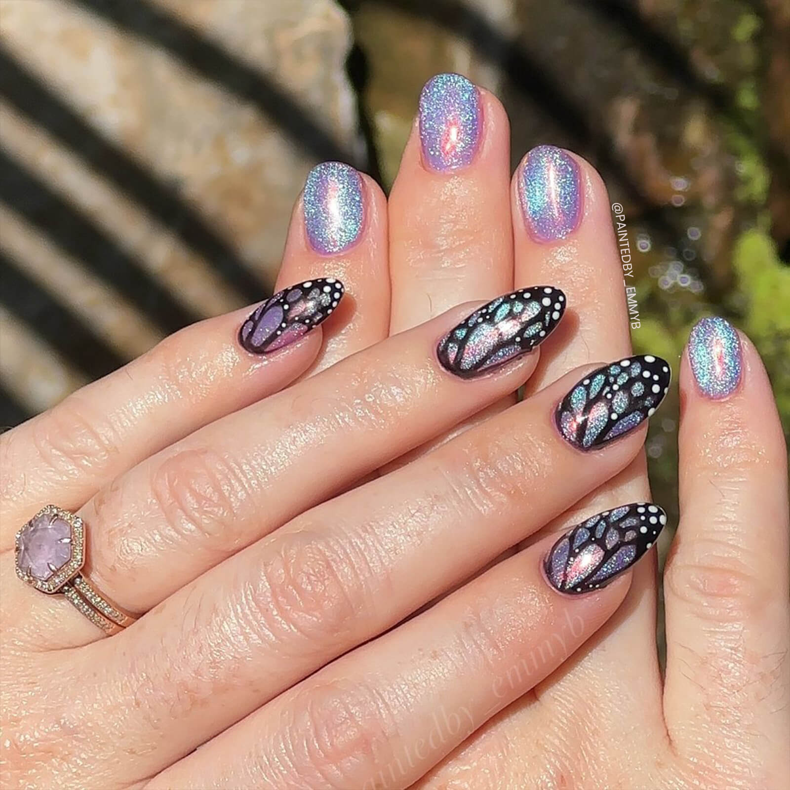 Butterfly Wing Powder Nail Art