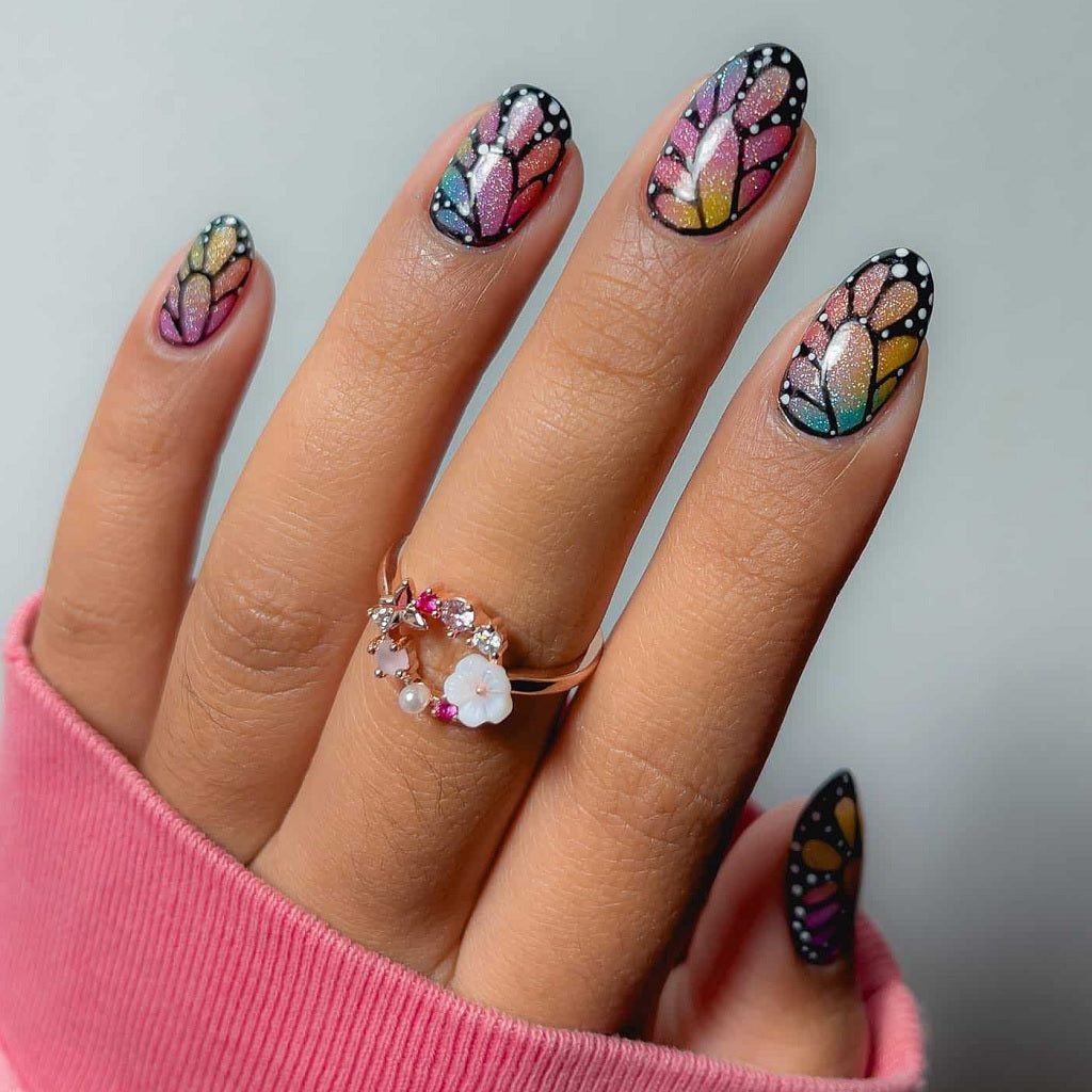 Butterfly Wing Powder Nail Art