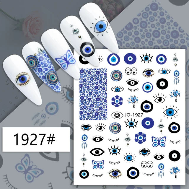 blue evil eye nail art