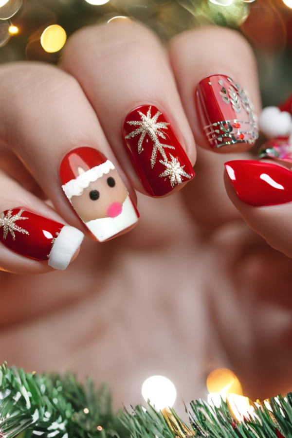 Christmas tree nail art