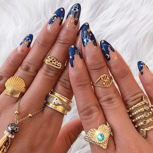 blue evil eye nail art