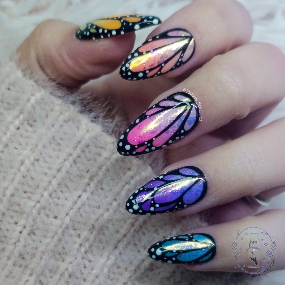 Butterfly Wing Powder Nail Art