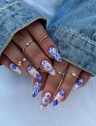 blue evil eye nail art
