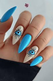 blue evil eye nail art