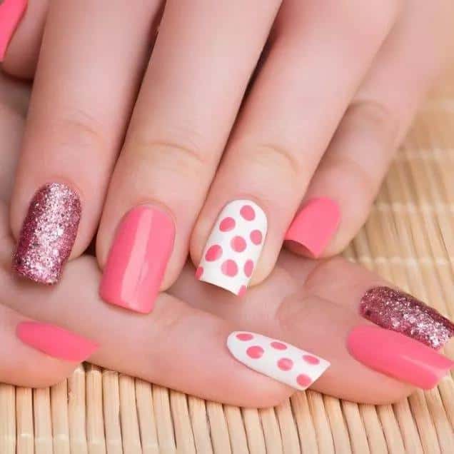 Unha Decorada Quadrada Rosa