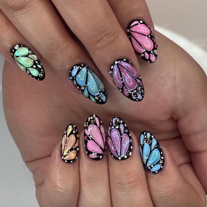 Butterfly Wing Powder Nail Art