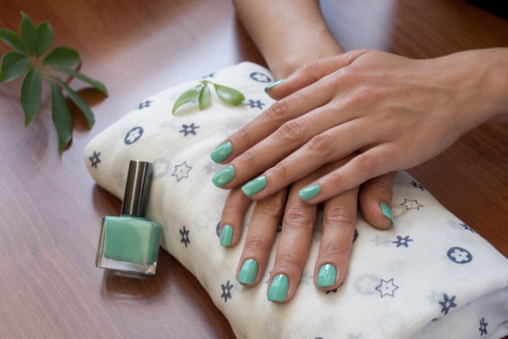 Unha Decorada Verde Água