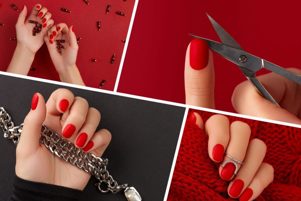 Unha Decorada Vermelho Escuro