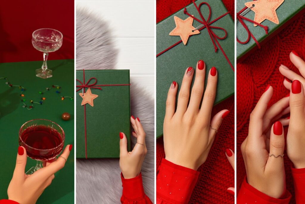 Unhas de Gel Decoradas para o Natal