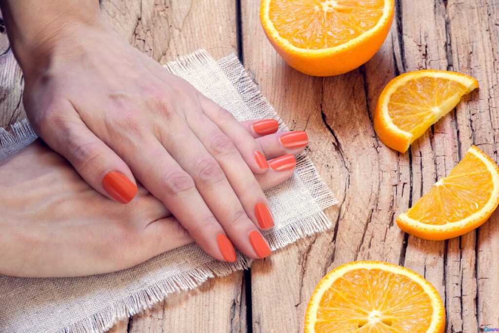 Unha decorada laranja