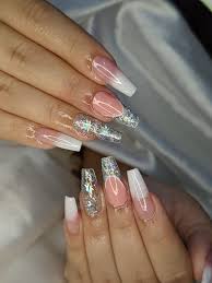 Unha Decorada Branca Com Glitter