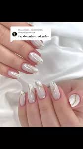 Unha De Gel Decorada Delicada Redonda