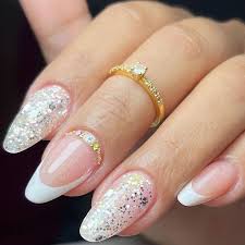 Unha Decorada Branca Com Glitter