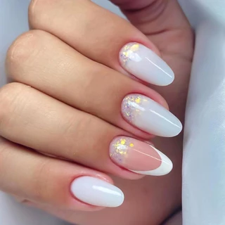 Unha De Gel Decorada Delicada Redonda