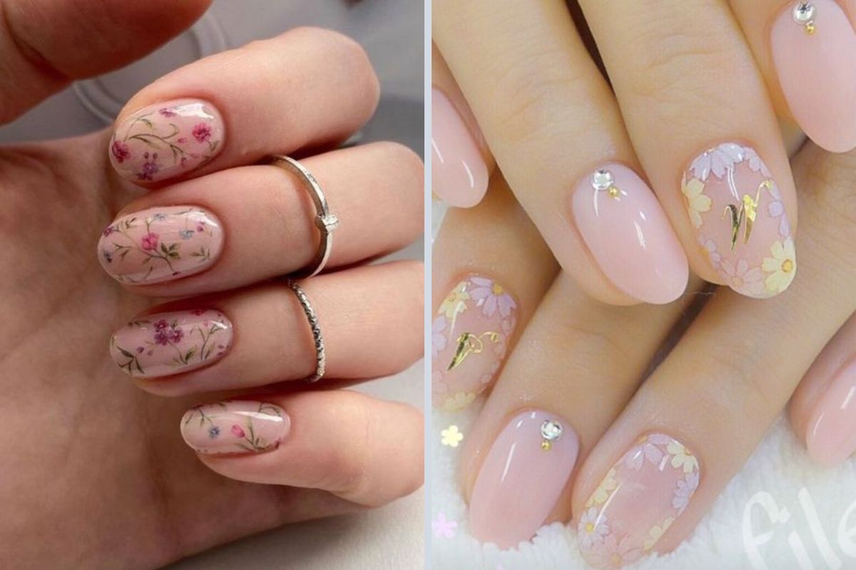 Unha De Gel Decorada Delicada Redonda