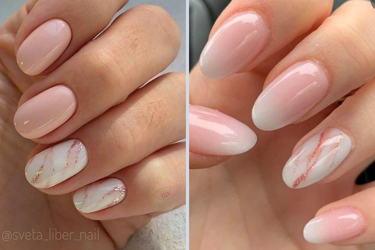 Unha De Gel Decorada Delicada Redonda