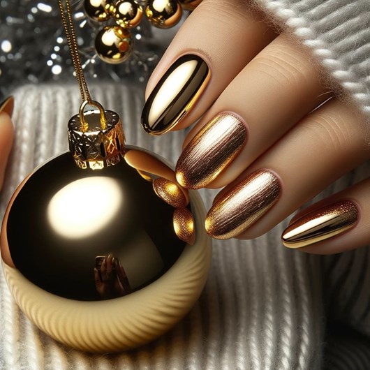 Unha Decorada Com Folha De Ouro