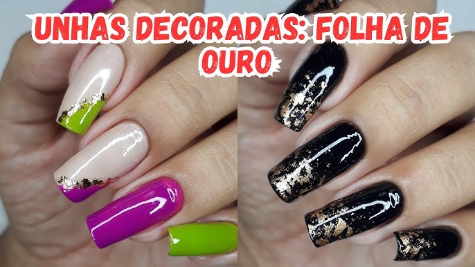 Unha Decorada Com Folha De Ouro