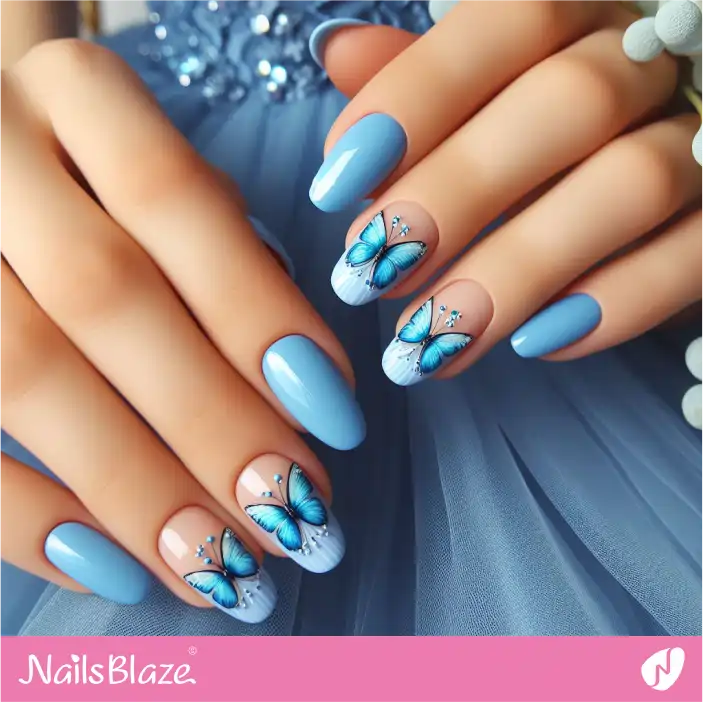 blue butterfly nail art