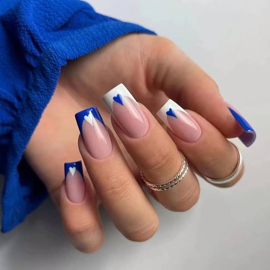 blue and pink nail art