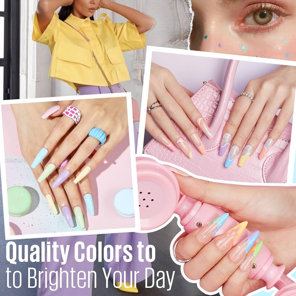 blue and pink nail art