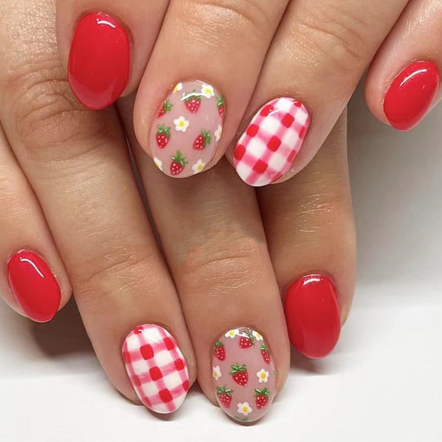 Red Checkered Nail Art