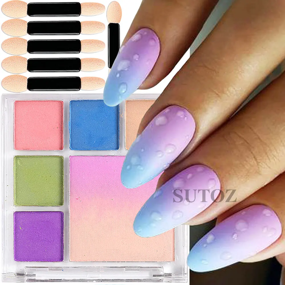 blue and pink nail art