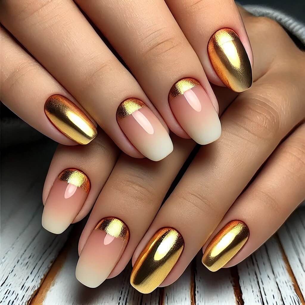 Unha Decorada Com Folha De Ouro