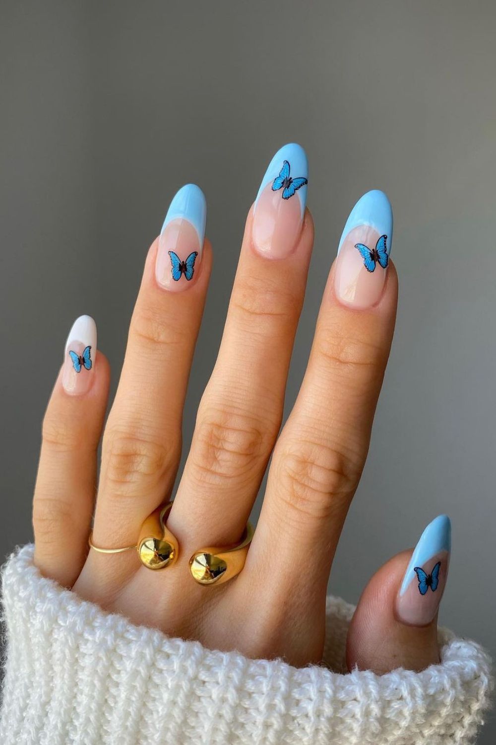 blue butterfly nail art