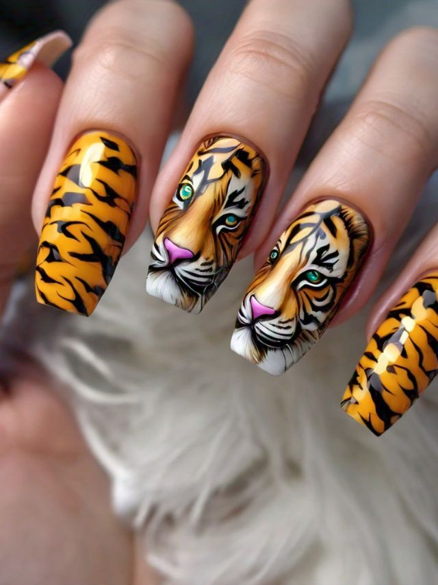 tiger nail art