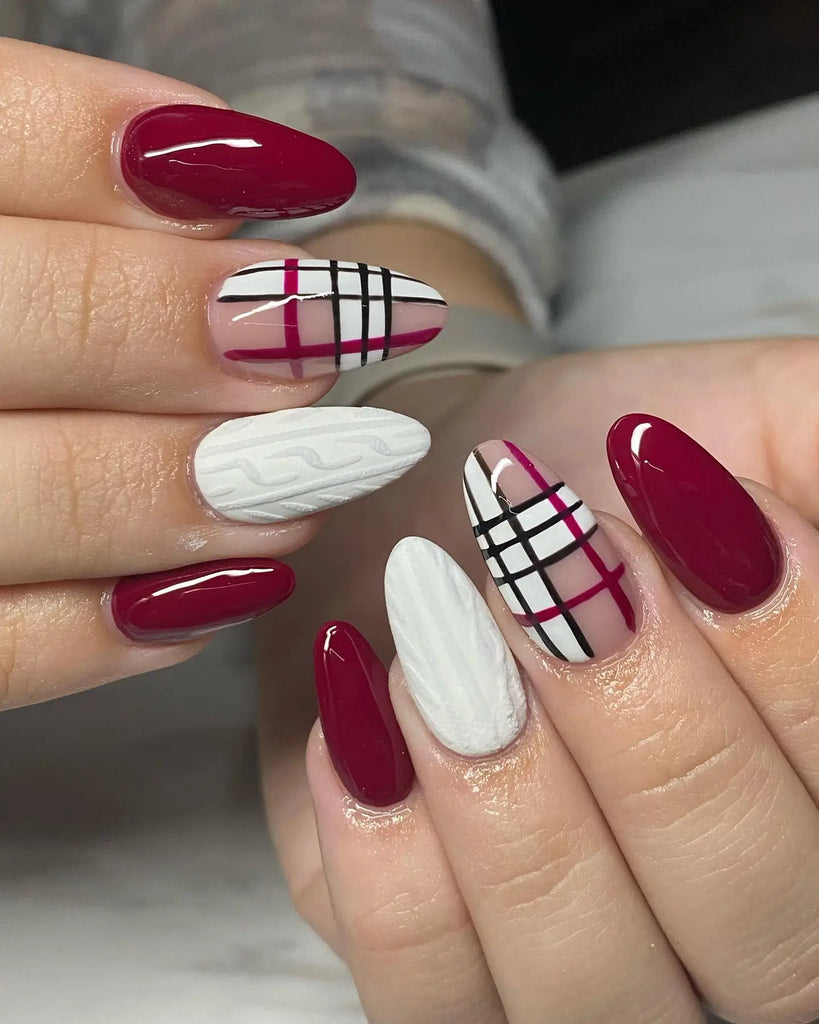Red Checkered Nail Art