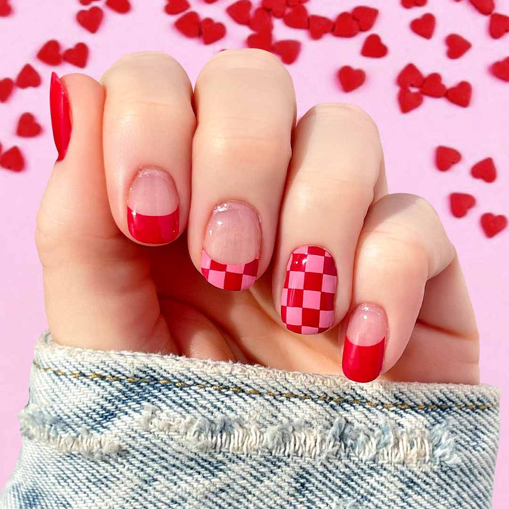 Red Checkered Nail Art