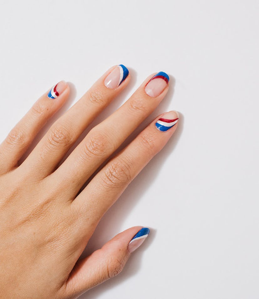 blue and red nail art