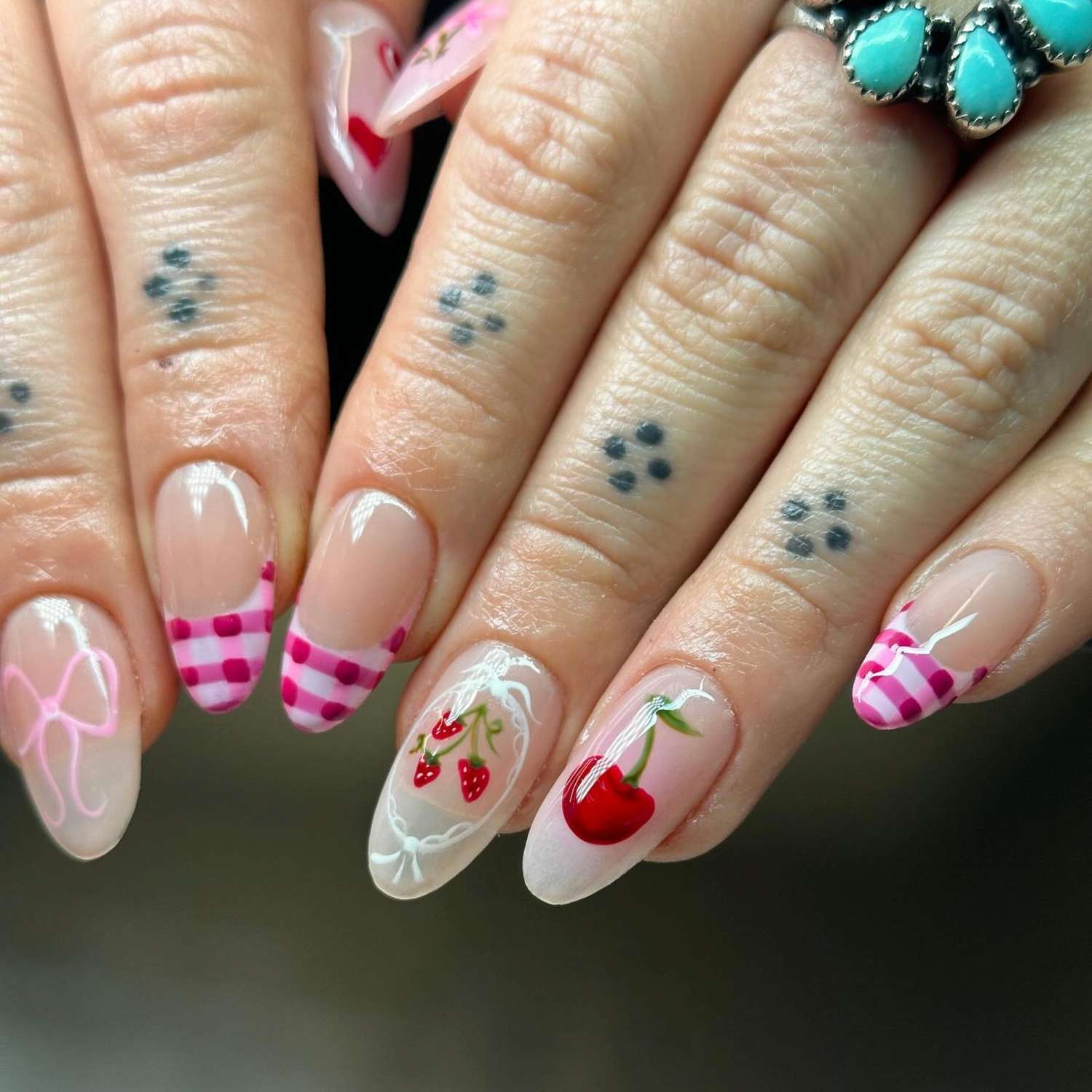 Red Checkered Nail Art