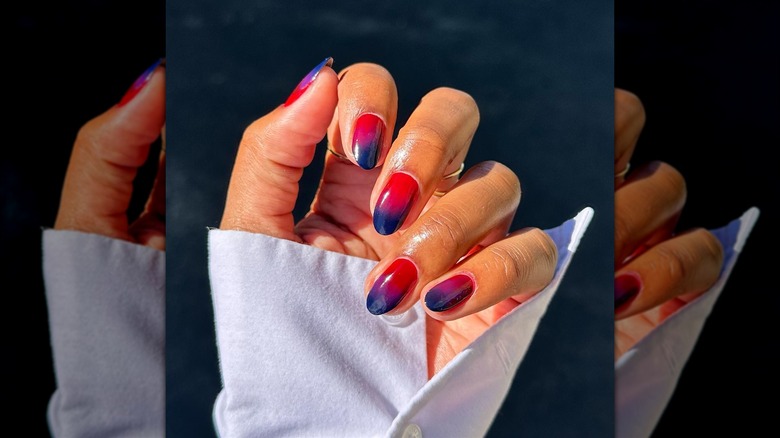 blue and red nail art