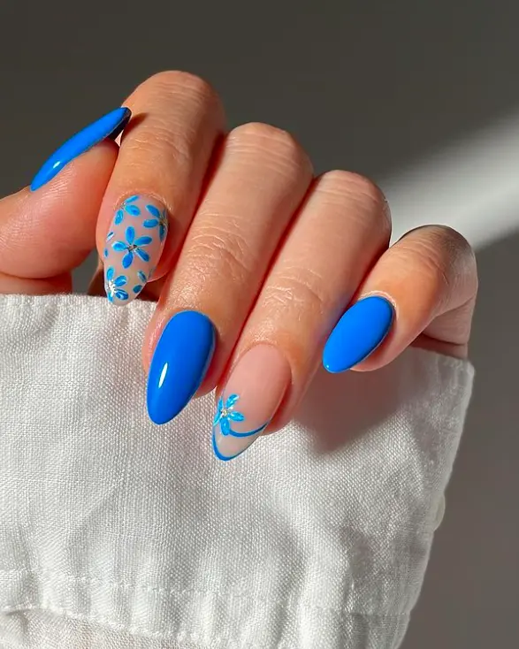 blue and pink nail art