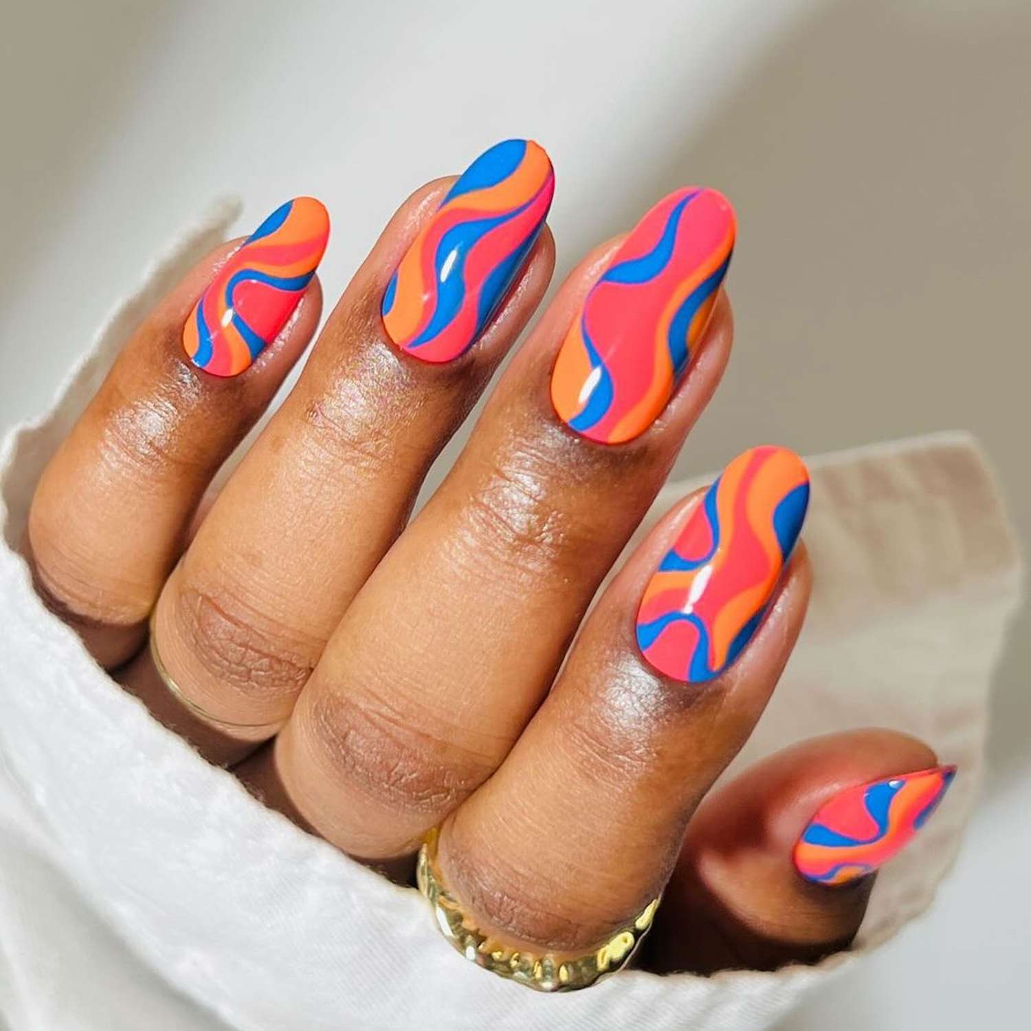 blue and pink nail art