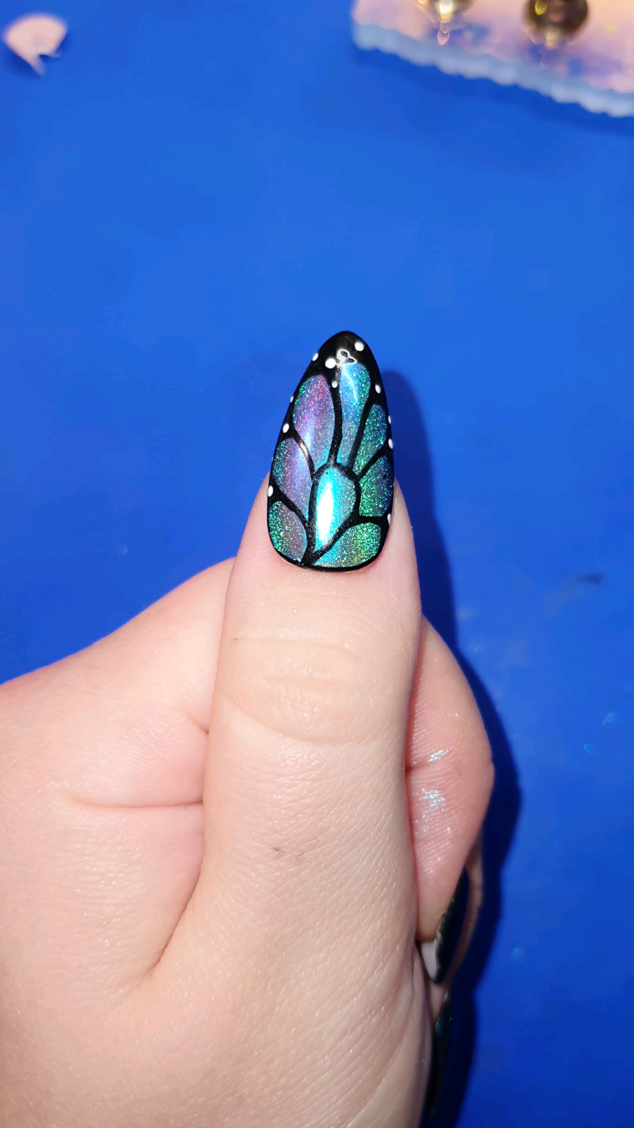 blue butterfly nail art