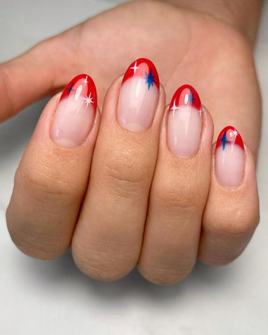 blue and red nail art