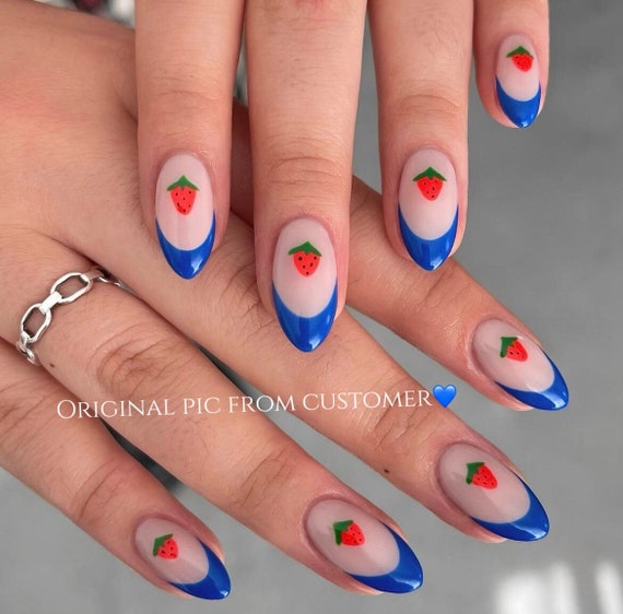 blue and red nail art