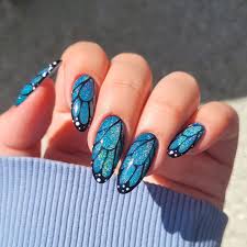 blue butterfly nail art