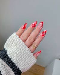 Red Checkered Nail Art