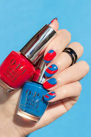blue and red nail art