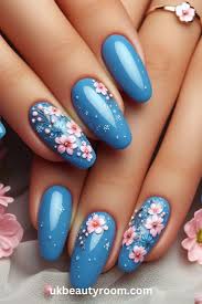blue and pink nail art