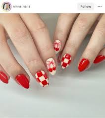 Red Checkered Nail Art