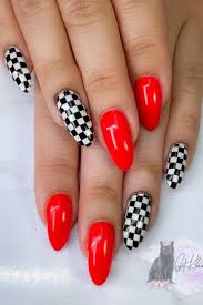 Red Checkered Nail Art