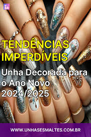 unha decorada de natal e ano novo 2025